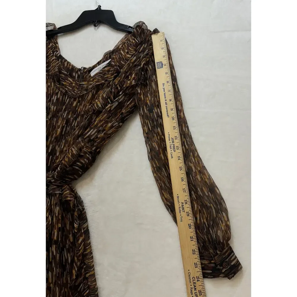 Carolina Herrera Dress Womens 6 Silk Animal Print Ruffle Tie Waist Knee Length - Picture 8 of 15